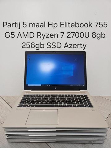 Partij 5 x Hp EliteBook 755 G5 AMD Ryzen 7 2700U 8gb 256g