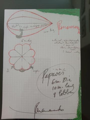 Panamarenko originele schets "Papaver" beschikbaar voor biedingen