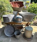 9-delige zinken PARTIJ- zink-brocante/vintage/tuindecoratie, Ophalen