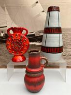 3 vazen in Fat Lava keramiek uit Duitsland, jaren ‘70, Ophalen of Verzenden