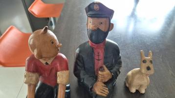 Statue vintage Tintin et Capitaine Haddock — rare — Tintin, Enlèvement ou Envoi