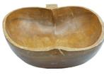 Vintage Houten teak schaal in de vorm van een appel, Gebruikt, Schaal, Rond, Ophalen of Verzenden