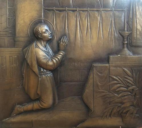 St-Franciscus van Assisi in gebed, reliëf, brons, ca 1900, Antiek en Kunst, Antiek | Religieuze voorwerpen, Ophalen