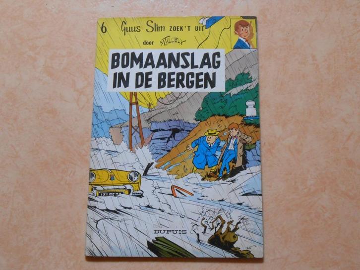 Guus slim 6 Bomaanslag in de bergen 1963 1 ste druk, Boeken, Stripverhalen, Zo goed als nieuw, Eén stripboek, Ophalen of Verzenden