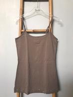 Comma taupe top met bandjes en lovertjes aan de voorkant, Comma, Maat 36 (S), Zonder mouw