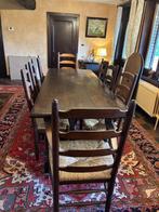 Massieve Kloostertafel 220cm + 8 stoelen- zeer goede staat, Antiek en Kunst, Ophalen