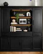 Buffet bibliothèque avec bar bois massif merisier, Enlèvement, Comme neuf, Avec porte(s)