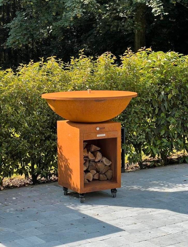 Volledige cortenstaal plancha BBQ set, Jardin & Terrasse, Barbecues au charbon de bois, Comme neuf, Enlèvement