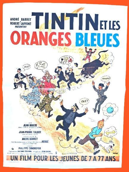 🍊 Affiche ✅ Tintin et les oranges bleues 🍊 Hergé 60x80 cm, Collections, Personnages de BD, Comme neuf, Image, Affiche ou Autocollant