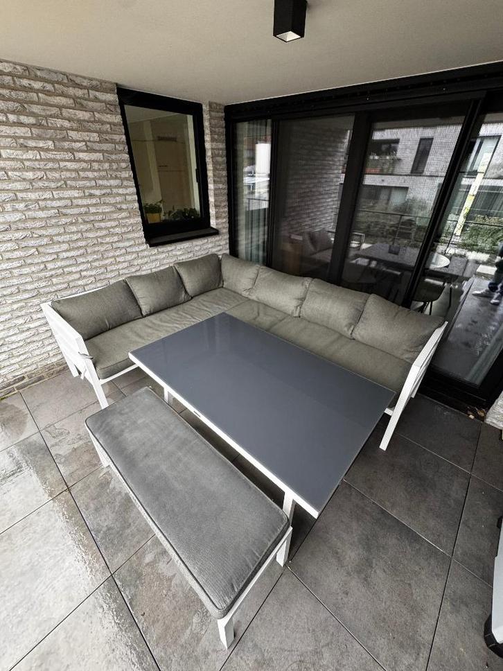 Terras loungeset, Tuin en Terras, Tuinsets en Loungesets, Gebruikt, Loungeset, Aluminium, 8 zitplaatsen, Ophalen