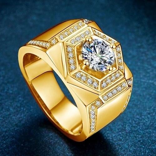 Zilveren mannenring - Liam - 1 karaat D kleur, goud kleur, Bijoux, Sacs & Beauté, Bagues, Neuf, Femme ou Homme, Or, Avec pierre précieuse