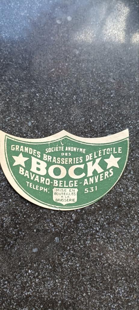 Oud bieretiket bock gr. Br de L. ETOILES Bavaro belge Anvers, Ophalen