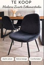 Eetkamer stoelen 6x velvet zwart, Huis en Inrichting, Stoelen, Ophalen, Zo goed als nieuw, Zwart