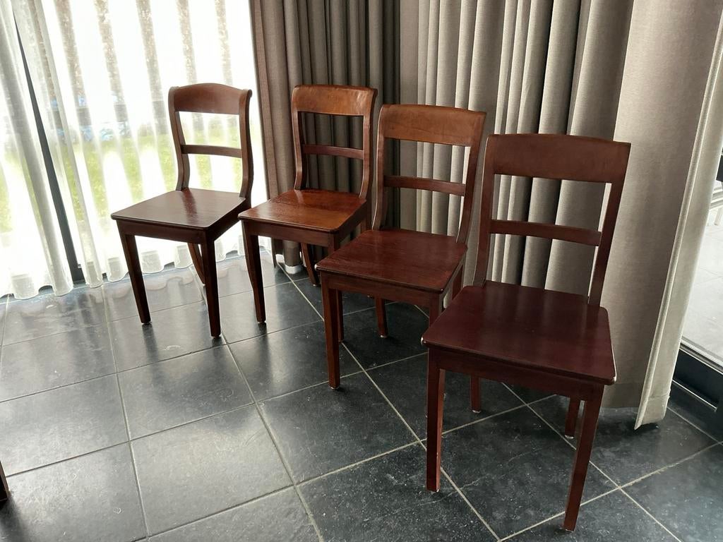 Vintage eetkamerstoelen / kloosterstoelen, Huis en Inrichting, Stoelen, Ophalen, Gebruikt, Bruin, Vintage