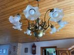 Mooie kroonluchter in koper met 8 lampen. Perfecte staat, Ophalen, Zo goed als nieuw, Glas