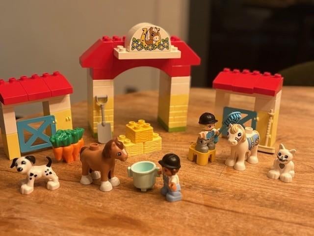 LEGO DUPLO Paardenstal en Pony's Verzorgen, Ophalen, Zo goed als nieuw, Complete set, Duplo
