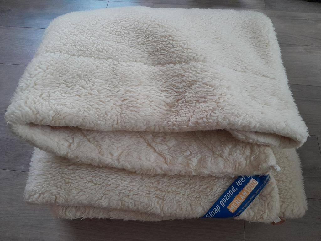 MERLAN DUO 100% Merino wollen bovendeken. 240x220cm, Ophalen, Beige, Tweepersoons, Deken of Dekbed