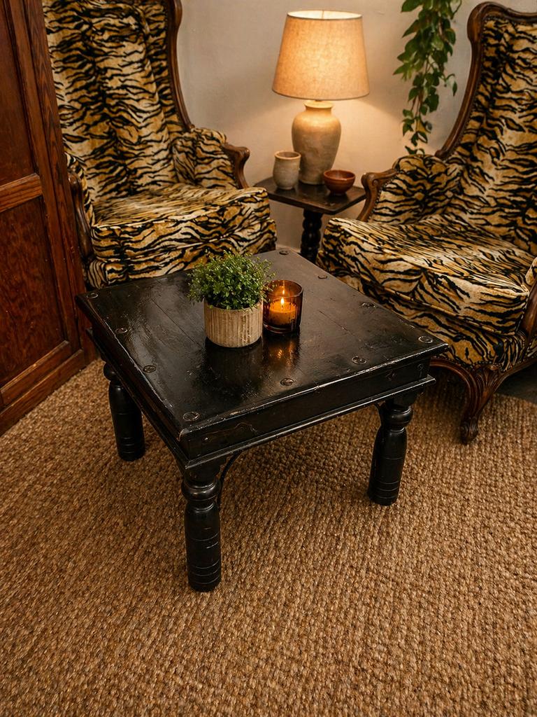 Vintage zwarte salontafel / bijzettafel, Enlèvement, Comme neuf