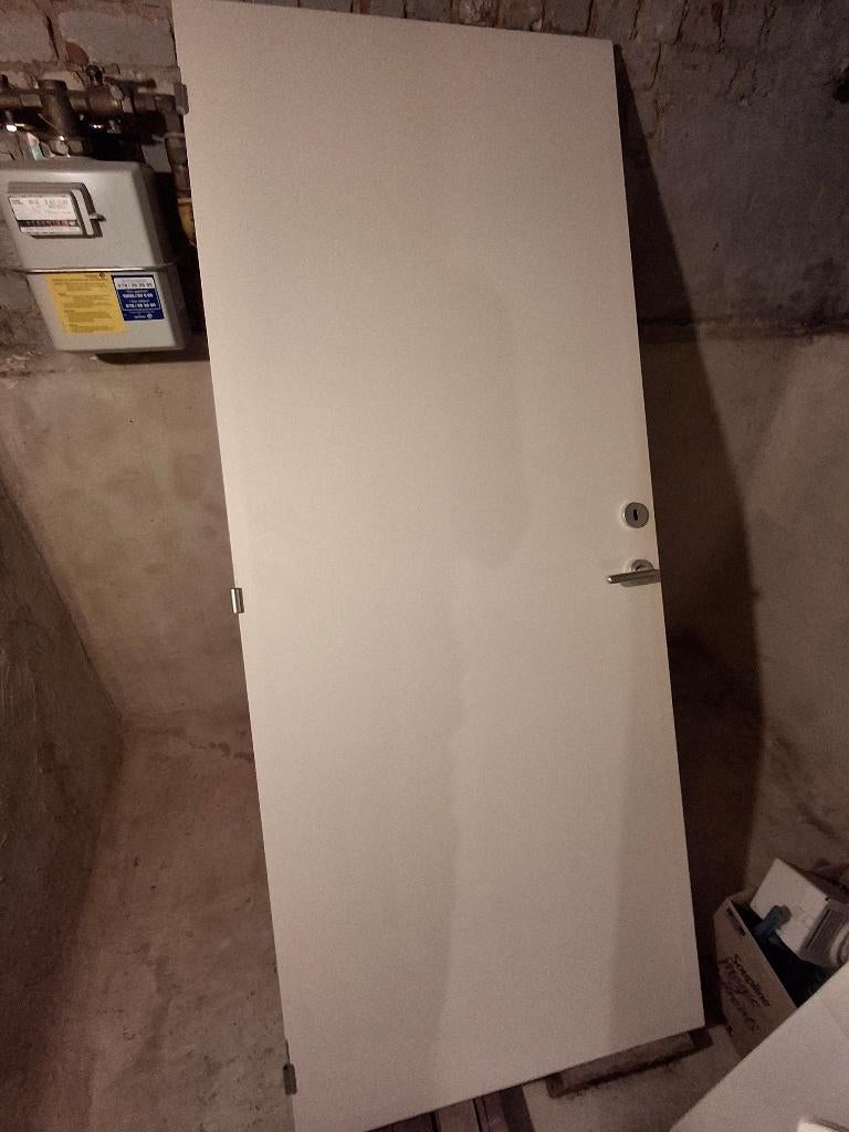 Deur van hout, wit / Door (wood), white, Ophalen, 80 tot 100 cm, Binnendeur, Zo goed als nieuw