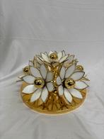 Vintage Lotus plafondlamp Hollywood Regency messing en goud, Ophalen of Verzenden, Gebruikt