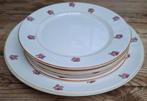 Oude Franse brocante roze roosjes borden, Digoin, Ophalen of Verzenden