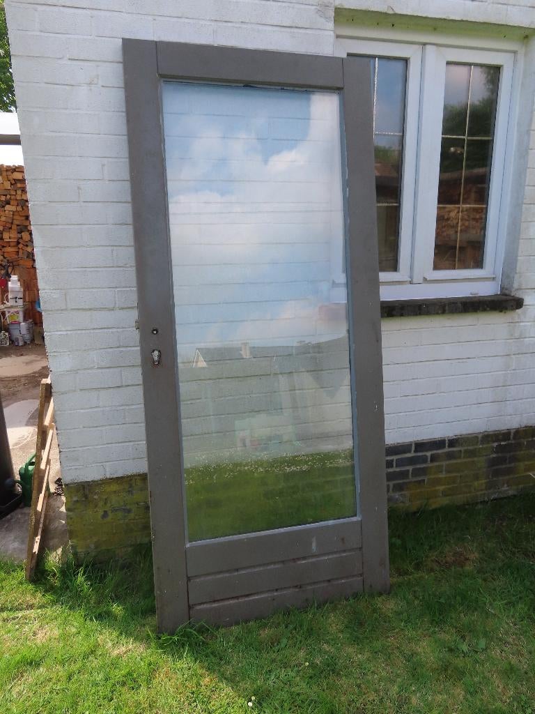 Deur, Doe-het-zelf en Bouw, Deuren en Vliegenramen, Gebruikt, Glas, Hout, Ophalen
