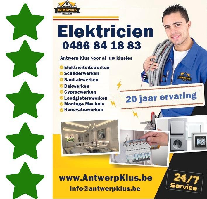 Elektricien Antwerpen -  0486841883, Diensten en Vakmensen, Elektriciens, 24-uursservice, Garantie