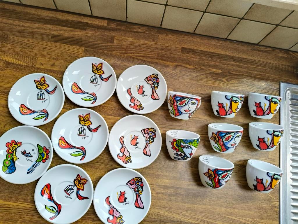 Koffieservies Josien Broeren, Ophalen of Verzenden, Gebruikt, Kop(pen) en/of Schotel(s)