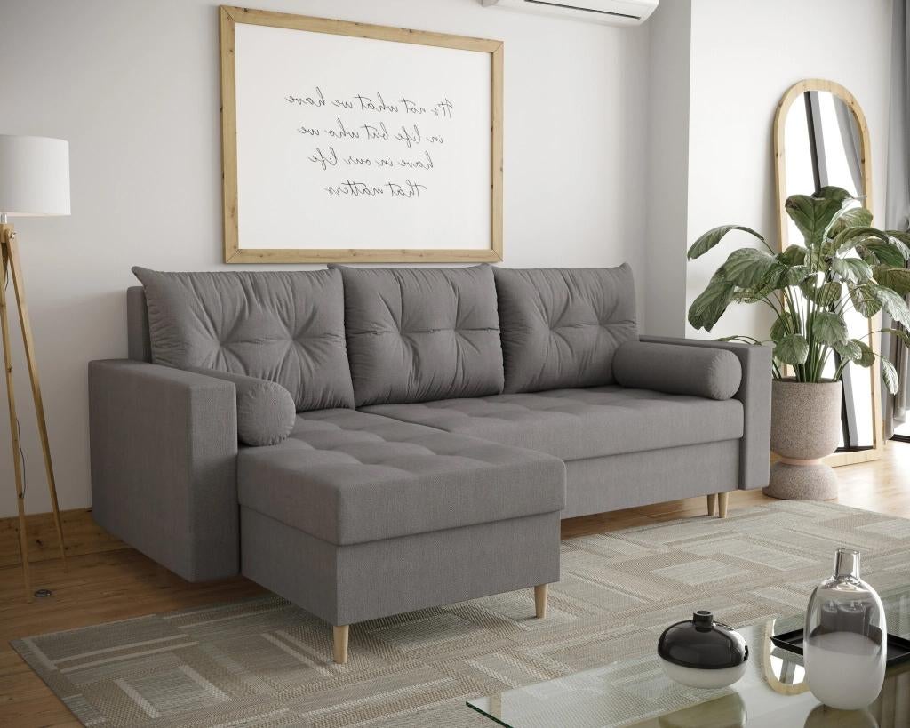 OP=OP Slaapbank met opbergruimte Mick Grijs | Hoekbank, Maison & Meubles, Canapés | Coins salons complets, Neuf, Tissus, Enlèvement ou Envoi