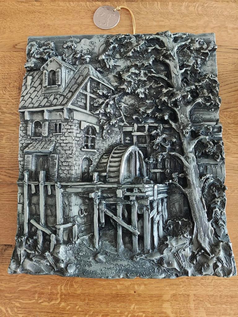 Vintage Italiaans Reliëfpaneel watermolen, Ophalen