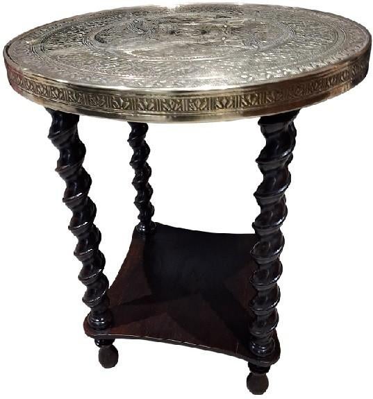 bijzettafel met latoenkoperen tafelblad, Ophalen