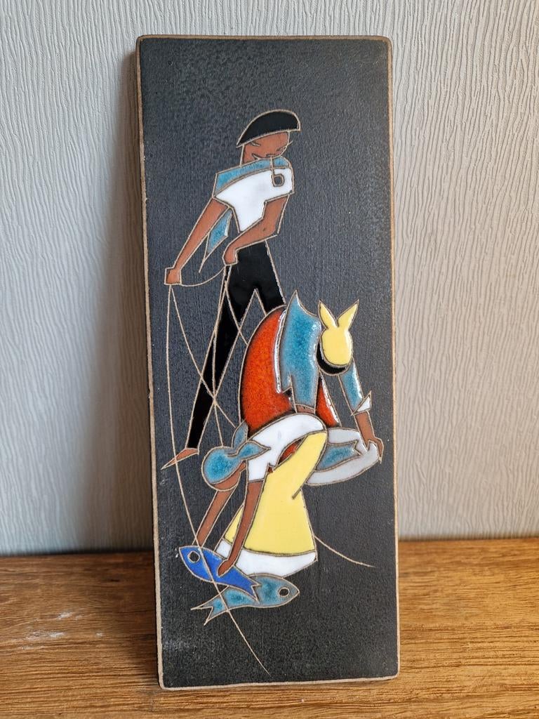 Vintage keramisch wandbord tegel USSR, Ophalen of Verzenden