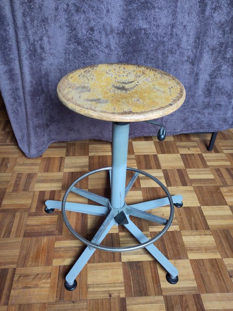 Vintage kruk - verstelbaar (hoogte + voetsteun), Enlèvement