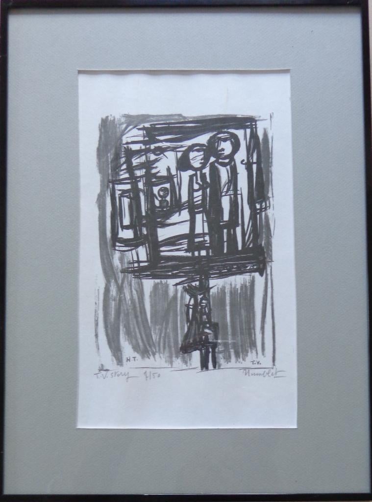 THEO HUMBLET / TV STORY / ZW-W LITHO / 40x30cm / KADER / SIG, Enlèvement ou Envoi