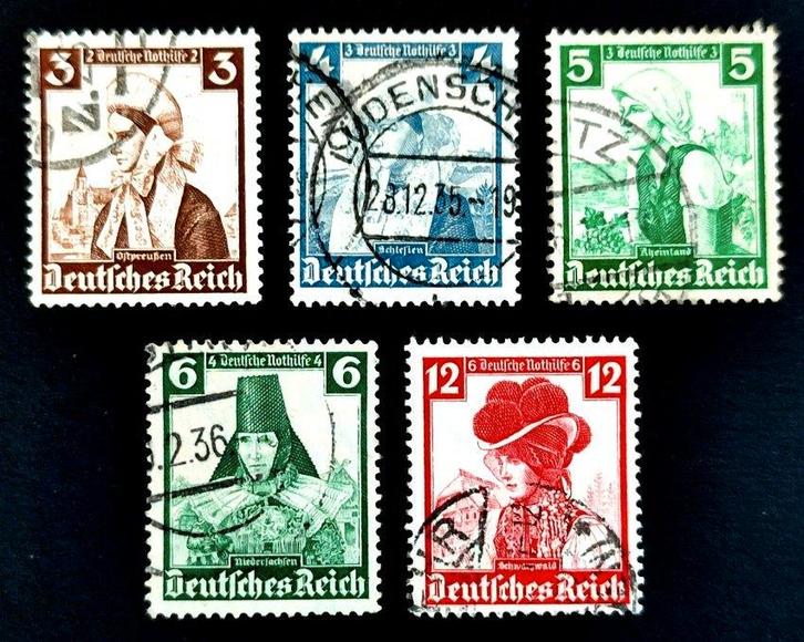 Dt.Reich: Deutsche Nothilfe-5X Volkstrachten 1935, Timbres & Monnaies, Timbres | Europe | Allemagne, Affranchi, Autres périodes