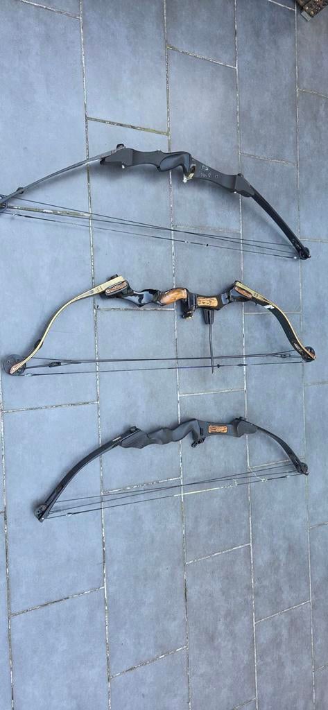 Set van 3 oude boogschiet bogen, Ophalen, Pijlen