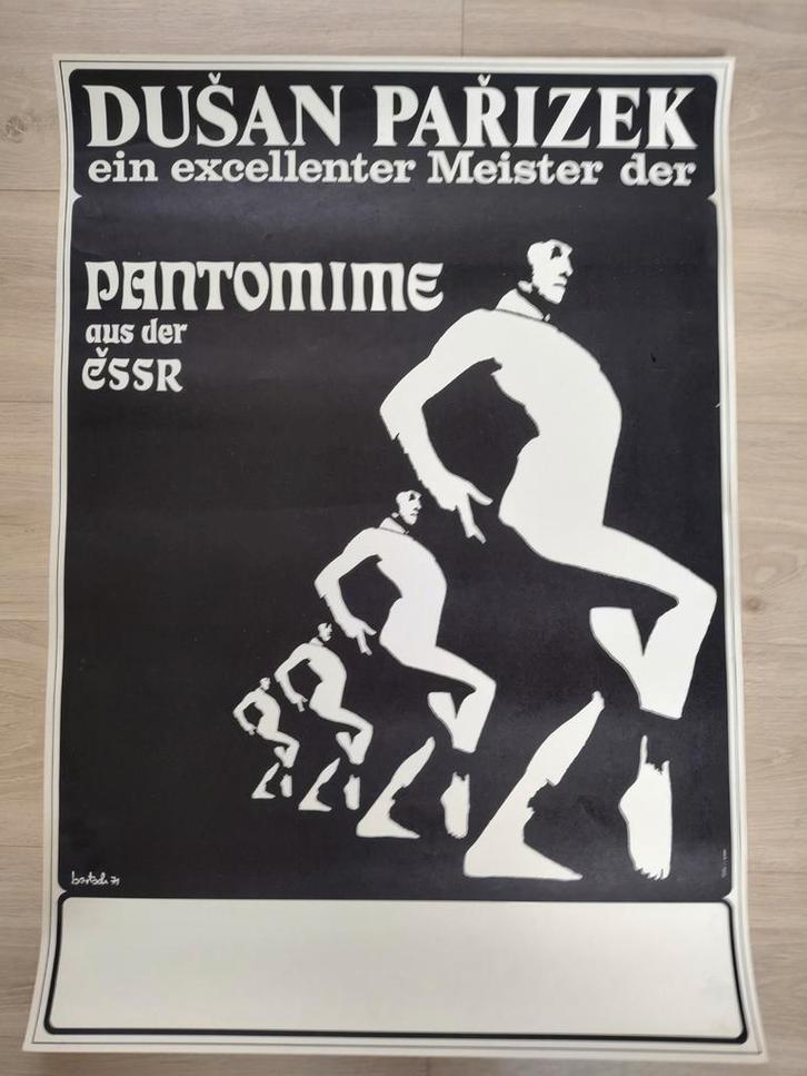 Affiche  Dušan Pařízek spectacle de pantomime de 1971, Collections, Posters & Affiches, Enlèvement