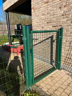 Tuinpoortje + omheining - groen, totale afmeting ca 4m, Tuin en Terras, Ophalen, Gebruikt