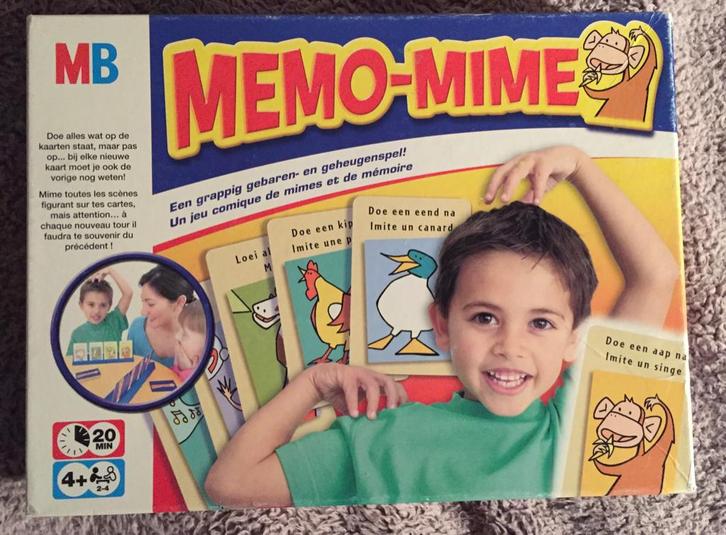 Jeu de mémoire MB : Memo-Mime - 4 ans, Kinderen en Baby's, Speelgoed | Educatief en Creatief, Gebruikt, Ophalen of Verzenden