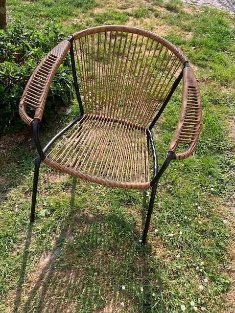 VINTAGE IJZEREN SPAGHETTI LOUNGE CHAIR JAREN 50 MID CENTURY, Ophalen, Minder dan 50 cm, Gebruikt, 50 tot 75 cm