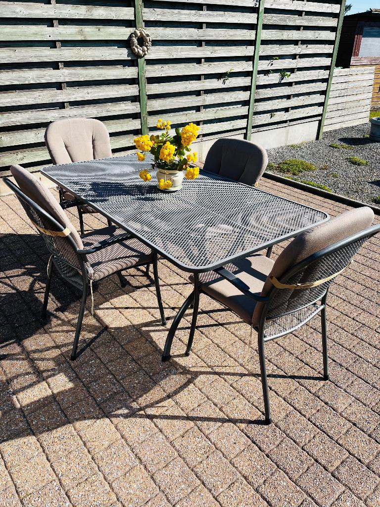 Tuintafel met 4 stoelen, Jardin & Terrasse, Ensembles de jardin, Chaise, Salons de jardin, Aluminium, Utilisé