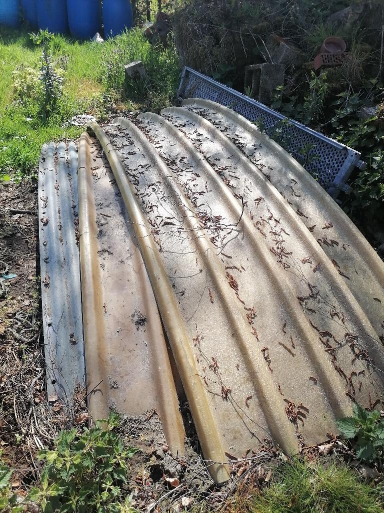 5 polyester gebogen dakplaten en rol golfplastiek, Ophalen, Gebruikt, Overige materialen