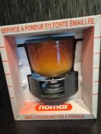 Service à fondue en fonde émaillée,fourchettes,assiettes, Service à fondue