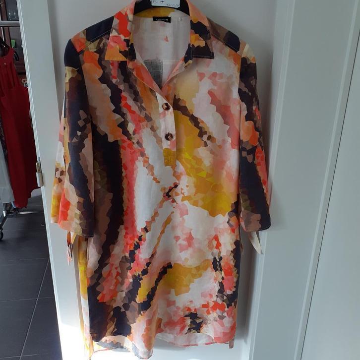 TAIFUN Linnen recht kleed met print Maat: 42? Prijs: € 4, Kleding | Dames, Jurken, Gedragen, Maat 42/44 (L), Overige kleuren, Knielengte