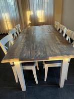 Landelijk tafel met 6 stoelen ( vol hout niet geplakt ), Ophalen, Zo goed als nieuw