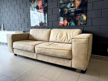 Beige lederen zetel / bankstel 3-zits aniline leer beschikbaar voor biedingen