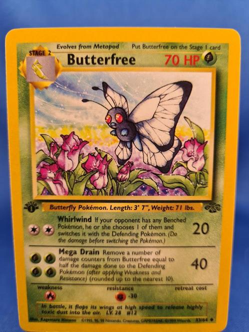 Butterfree 33/64 - Jungle (1st edition), Hobby en Vrije tijd, Verzamelkaartspellen | Pokémon, Zo goed als nieuw, Verzenden