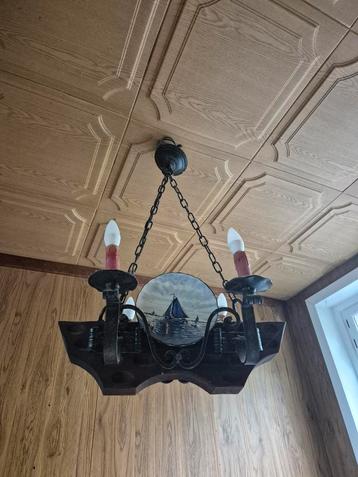 Lustre vintage bois 4 ampoules  beschikbaar voor biedingen