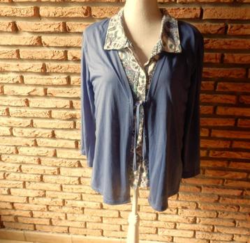 (135)- blouse 2 en 1 femme t.42 bleue beschikbaar voor biedingen