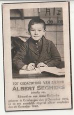 Albert SEGHERS Hellinckx Grimbergen 1932 ongeval 1940 kind, Bidprentje, Verzenden